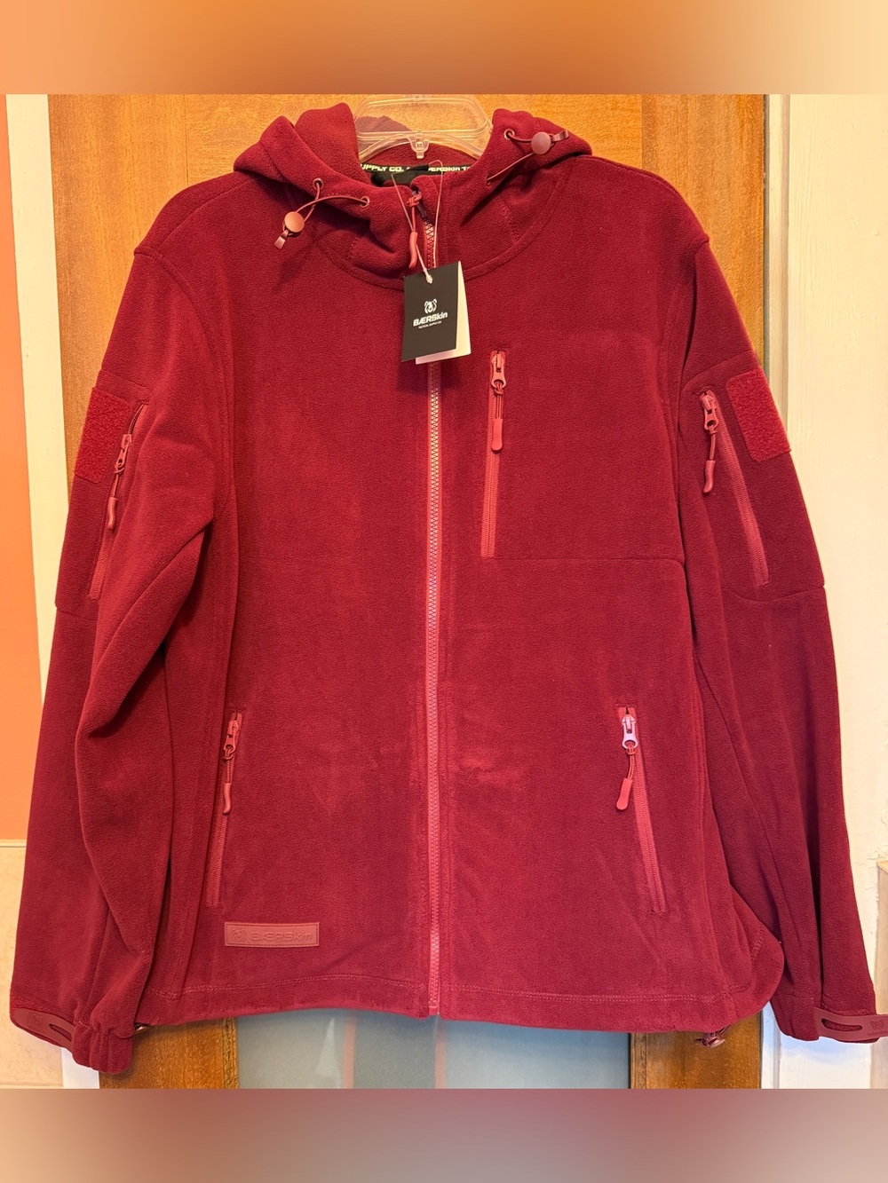 Baerskin Tactical Fleece Hoodie Jacket Burgundy Maroon Men's Full Zip Coat